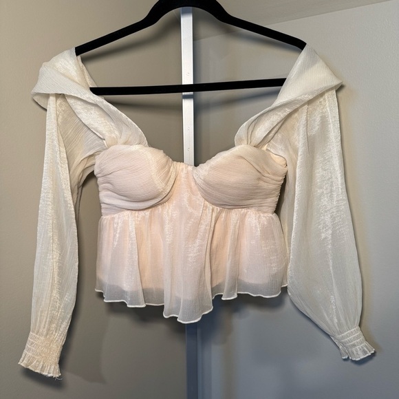 House of Harlow 1960 x Revolve Burna Blouse size XS off shoulder chiffon - Picture 7 of 8